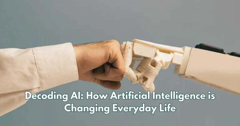 Fist bump between a human and robot, signifying AI integration, featured in SMIAT's blog post 'How AI is changing everyday life