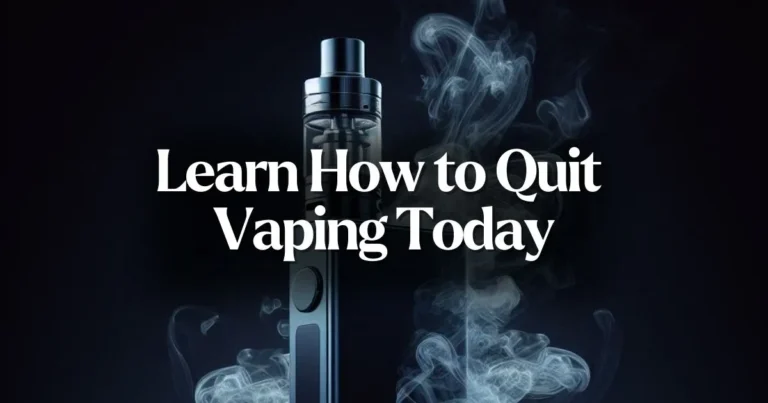 Get free from vape dependence. Image shows a vape with smoke and a compelling overlay text about quitting vaping