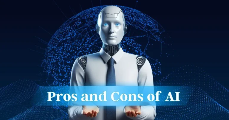 AI face and a human hand, together exemplifying the 'pros and cons of AI' as explored on Smiat Blogs - Technology & AI